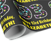 ハッピー93誕生日、おもしろいカラフルスターパターン93 ラッピングペーパー (ロールコーナー)