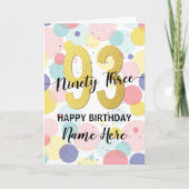 ハッピー93rd誕生日パステルレインボー金ゴールドウーマン カード (正面)