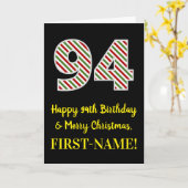 ハッピー94誕生日&メリークリスマス,名前をカスタムする カード (黄色い花)