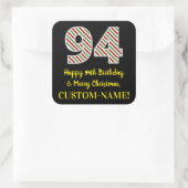 ハッピー94誕生日&メリークリスマス,名前をカスタムする スクエアシール (バッグ)
