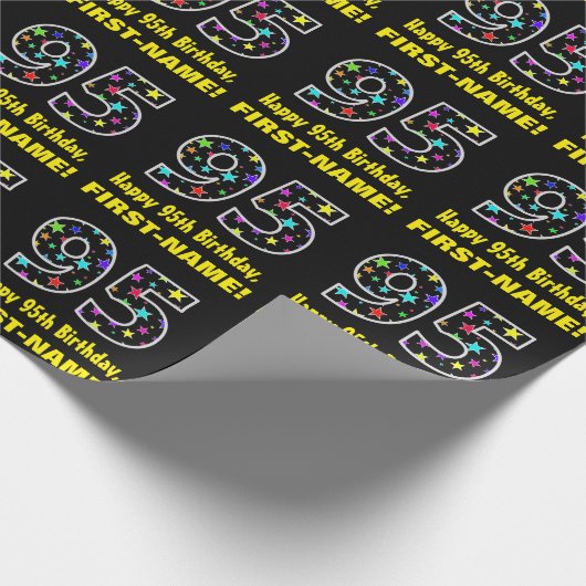 ハッピー95誕生日、おもしろいカラフルスターパターン95 ラッピングペーパー (角)