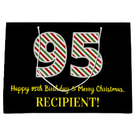 ハッピー95誕生日&メリークリスマス，名前をカスタムする ラージペーパーバッグ