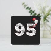 ハッピー95th誕生日オンブラック招待状 招待状 (スタンド正面)