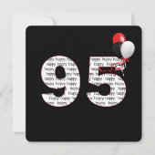 ハッピー95th誕生日オンブラック招待状 招待状 (正面)