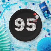 ハッピー95th誕生日オンブラック ペーパープレート (パーティー)
