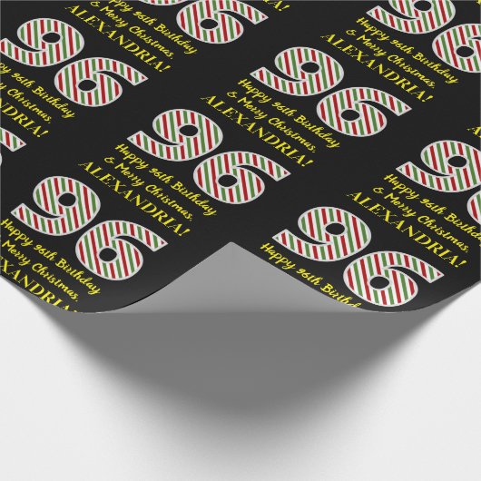 ハッピー96誕生日&メリークリスマス,名前をカスタムする ラッピングペーパー (角)