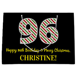 ハッピー96誕生日&メリークリスマス，名前をカスタムする ラージペーパーバッグ