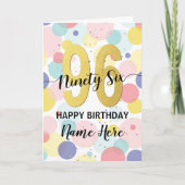ハッピー96th誕生日パステルレインボー金ゴールドウーマン カード (正面)