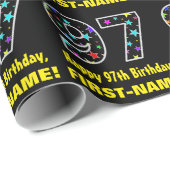 ハッピー97誕生日、おもしろいカラフルスターパターン97 ラッピングペーパー (ロールコーナー)