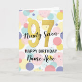 ハッピー97th誕生日パステルレインボー金ゴールドウーマン カード (正面)