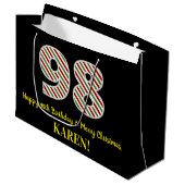 ハッピー98誕生日&メリークリスマス，名前をカスタムする ラージペーパーバッグ (正面アングル)