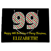 ハッピー99誕生日&メリークリスマス,名前をカスタムする ラージペーパーバッグ (正面)