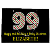 ハッピー99誕生日&メリークリスマス,名前をカスタムする ラージペーパーバッグ (裏面)