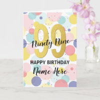 ハッピー99th誕生日パステルレインボー金ゴールドウーマン