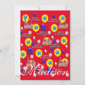 ハッピー9th誕生日招待状誕生日#9赤 招待状 (正面)