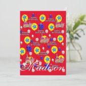 ハッピー9th誕生日招待状誕生日#9赤 招待状 (スタンド正面)