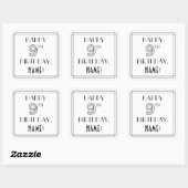 ハッピー9th誕生日、アールデコスタイル、名前をカスタムする スクエアシール (シート)