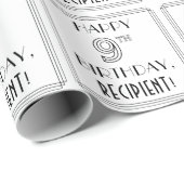 ハッピー9th誕生日;アールデコスタイル;名前をカスタムする ラッピングペーパー (ロールコーナー)