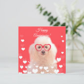 ハッピー·アンバーニシャル·プードル·ドッグ·フラット·カード カード (スタンド正面)