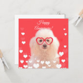 ハッピー·アンバーニシャル·プードル·ドッグ·フラット·カード カード (正面/裏面インサイチュ)