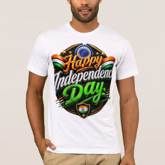 ハッピー インド独立記念日 - プレミアム3D愛国デザイン Tシャツ
