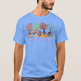 ハッピー・オーリーチ・パグ・ドッグ・シーズンズ・オール・イヤー・ツリーの値リスト Tシャツ