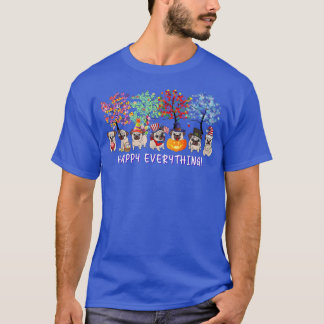 ハッピー・オーリーチ・パグ・ドッグ・シーズンズ・オール・イヤー・ツリーの値リスト Tシャツ