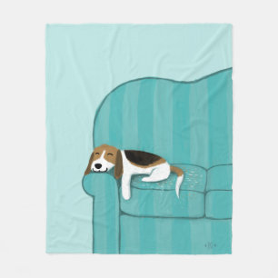 ハッピー·カウチ·ビーグル かわいい眠りの犬 フリースブランケット
