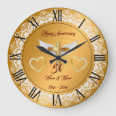 ハッピー カスタマイズ ゴールドレース アニバーサリー ラージ壁時計 (正面)