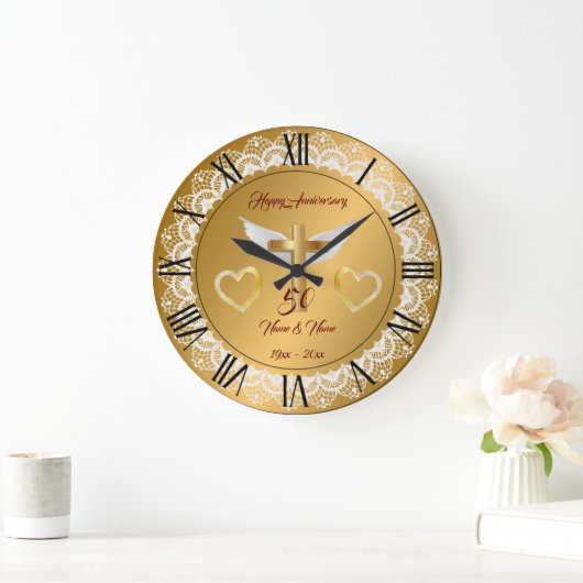 ハッピー カスタマイズ ゴールドレース アニバーサリー ラージ壁時計 (ホーム)