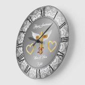 ハッピー カスタマイズ シルバー ラック アニバーサリー ラージ壁時計 (傾斜)