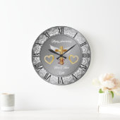 ハッピー カスタマイズ シルバー ラック アニバーサリー ラージ壁時計 (ホーム)