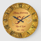 ハッピー カスタマイズ ラブ ゴールド 50周年記念 ラージ壁時計 (正面)