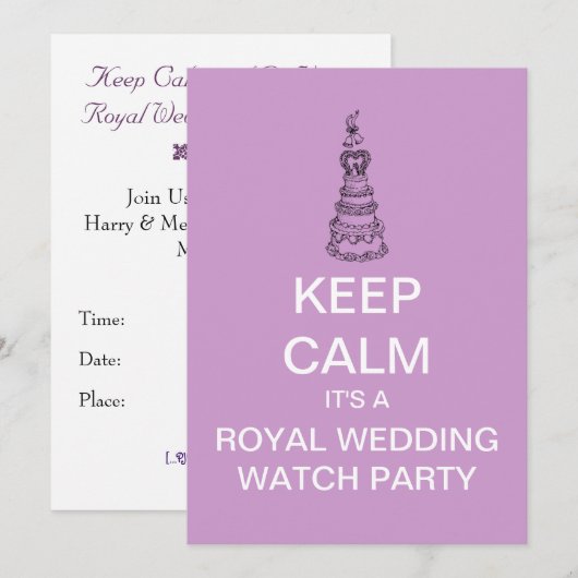 ハッピー カルム ロイヤル ウェディング ウォッチパーティー 招待状 (正面/裏面)