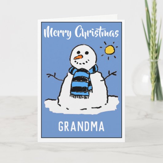 ハッピー・クリスマス・おばあちゃん・雪だるま クリスマスカード (正面)