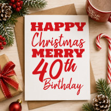 ハッピー・クリスマス メリー40歳の誕生日 カラフルなカード
