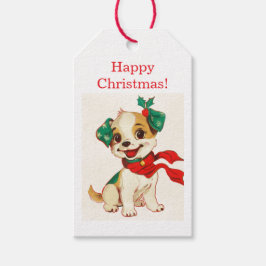 ハッピー クリスマス レトロ 犬 ギフトタグ