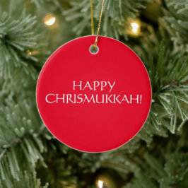 ハッピー クリスマッカ レッド ホワイト クリスマス 冬の休日 セラミックオーナメント