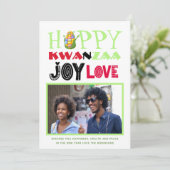 ハッピー・クワンザァ フォト クリーティング カード 愛 喜び 平和 (スタンド正面)
