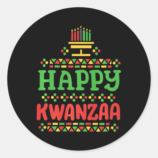 ハッピー・クワンザ・メリークリスマスアフリカンアメリカン・メンズ ラウンドシール (正面)
