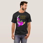 ハッピー・サウィン 紫の魔女 本 コーヒー 猫 月 Tシャツ (正面フル)