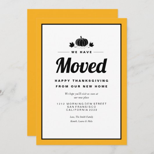 ハッピー・サンクシビング・ホリデー・ムービング・アナウンス 招待状 (正面/裏面)