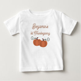 ハッピー・サンクスギビング かぼちゃ 秋の最初の感謝祭 ベビーTシャツ