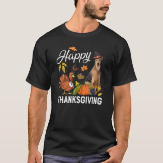 ハッピー・サンクスギビング かわいいフォックステリア 七面鳥 カボチャ Tシャツ