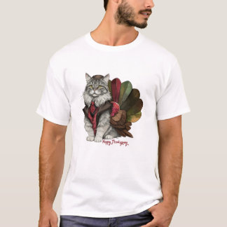 ハッピー・サンクスギビング・ターキー・キャット Tシャツ