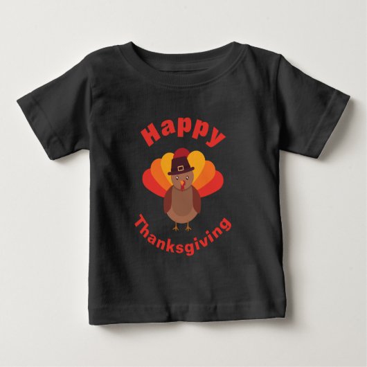 ハッピー・サンクスギビング・ターキーTシャツ ベビーTシャツ (正面)