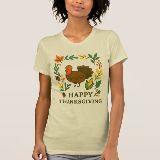 ハッピー・サンクスギビング・ターキーTシャツ Tシャツ (正面)