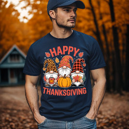 ハッピー・サンクスギビング・ノーム かわいいコーヒーとかぼちゃ Tシャツ