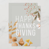 「ハッピー・ザンクシビング」青色の植物をカスタマイズ可能 シーズンカード (正面/裏面)