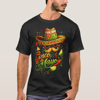 ハッピー・シンコ・デ・マヨ・ムスタッシュ・フェイス・サングラス Tシャツ